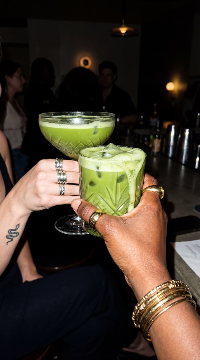 Cheers with matcha